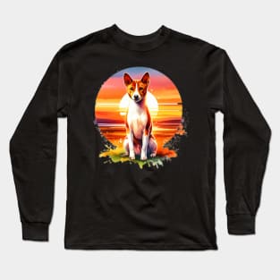 Watercolor Basenji Sunset Long Sleeve T-Shirt